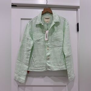 L'AGENCE Light Mint Green Linen Jean Jacket L